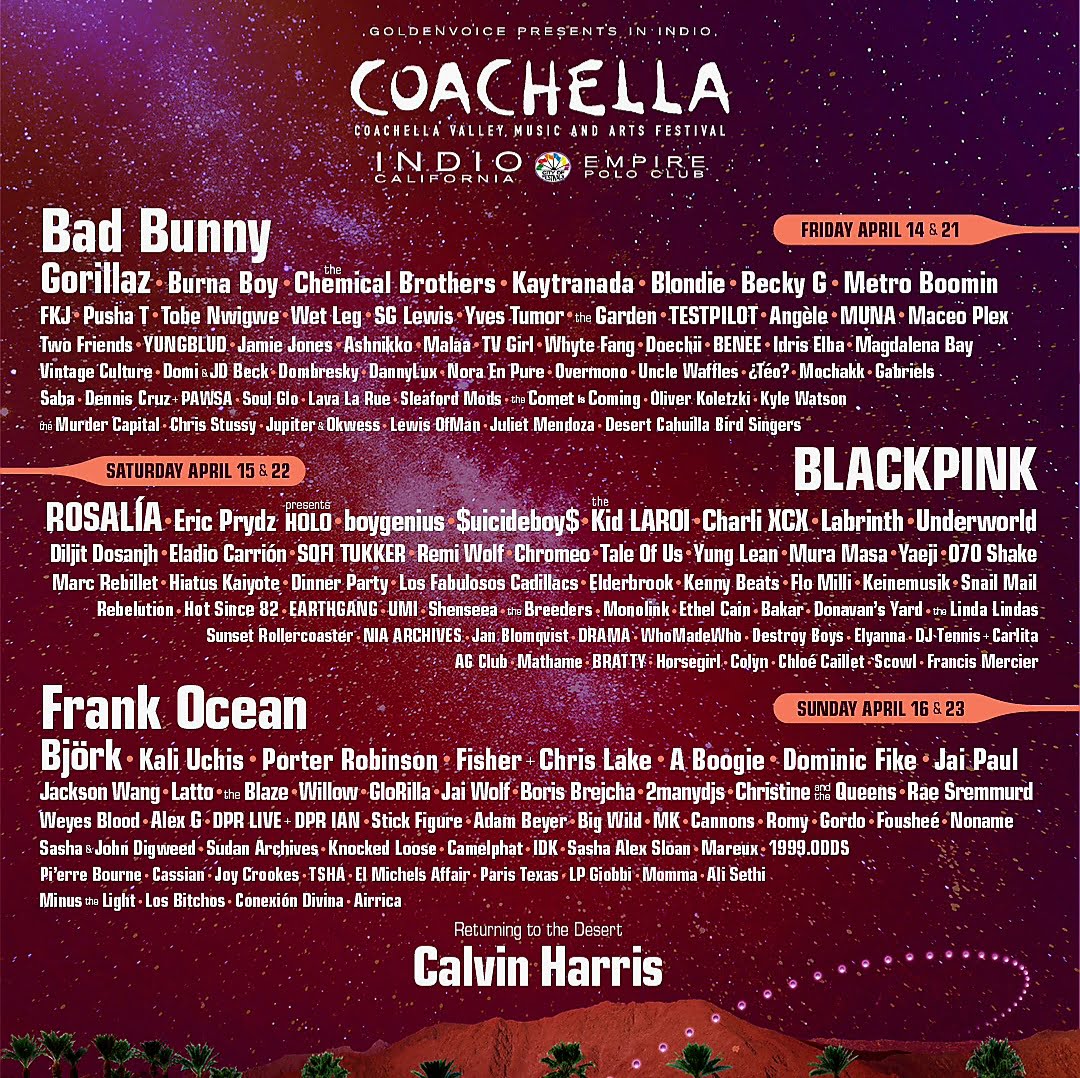 2023 Coachella lineup announced via 360 MAGAZINE.
