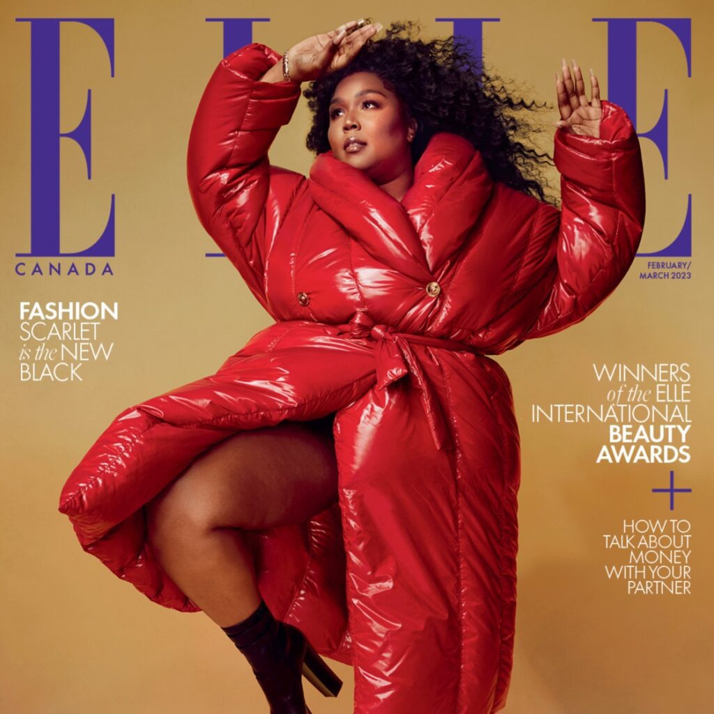 Grammy award-winning Lizzo covers Elle Canada via 360 Magazine.
