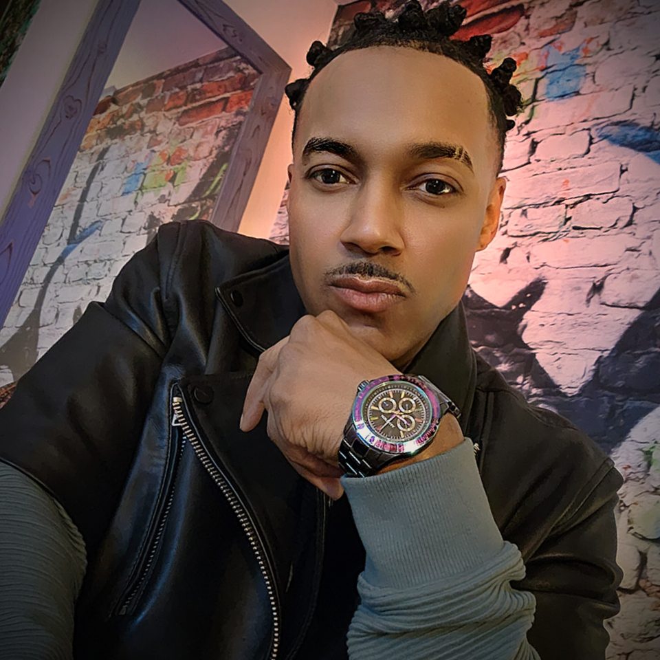 Vaughn Lowery, president of 360 MAGAZINE, now is one of the edgy fashion magazine’s leading photographers. Wardrobe: jacket by AllSaints, sweater by H&M, and watch by Armitron.

