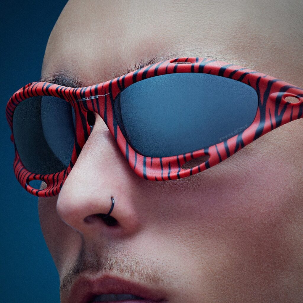 Team Oakley downhill mountain bike frontman, Amaury Pierron and the eyewear is available in a strikingly stripey Red Tiger colorway with Prizm Black Lenses via 360 MAGAZINE.
