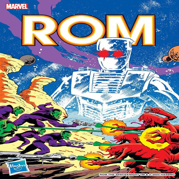 ROM overlooking other monsters with laser red eyes and name title.