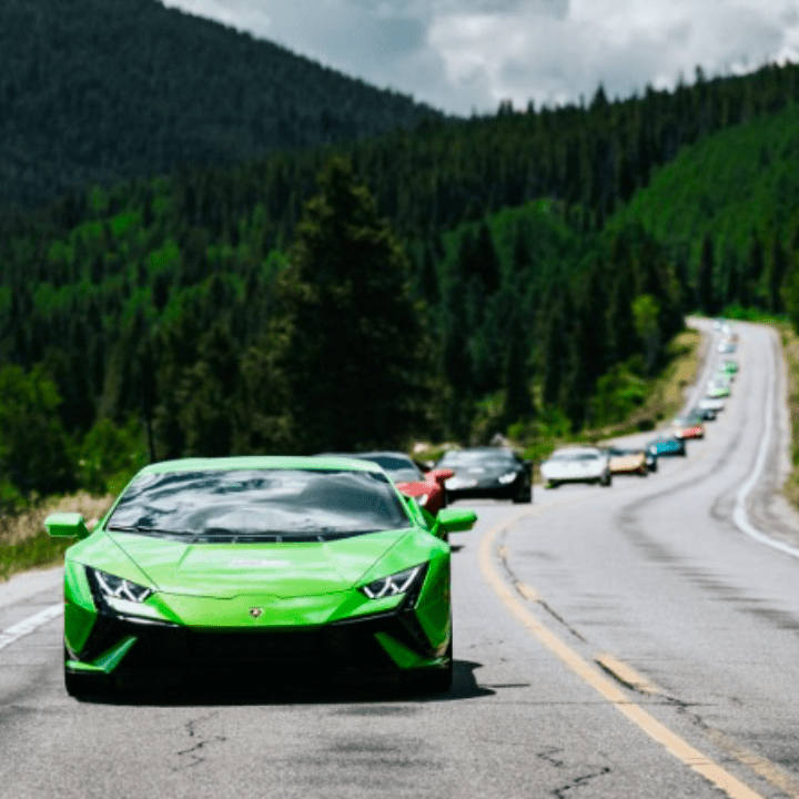 Bright green Lamborghini being celebrated for its 60th anniversery!