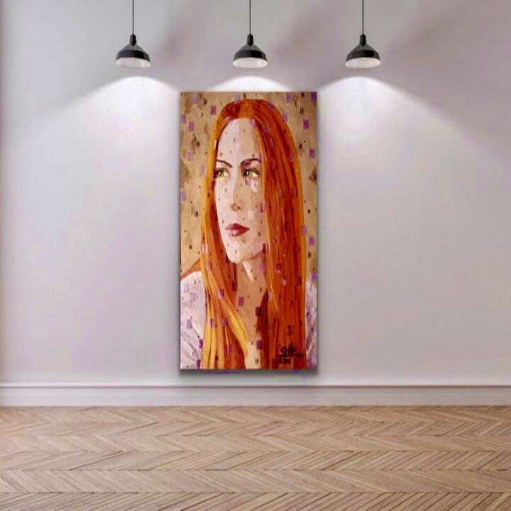 Red headed woman looking off to the side