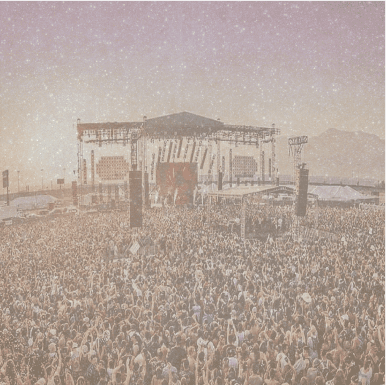 Photo of festival setting edited. Hazy image where yo can just barely see the people in the crowd. From the festival's website.