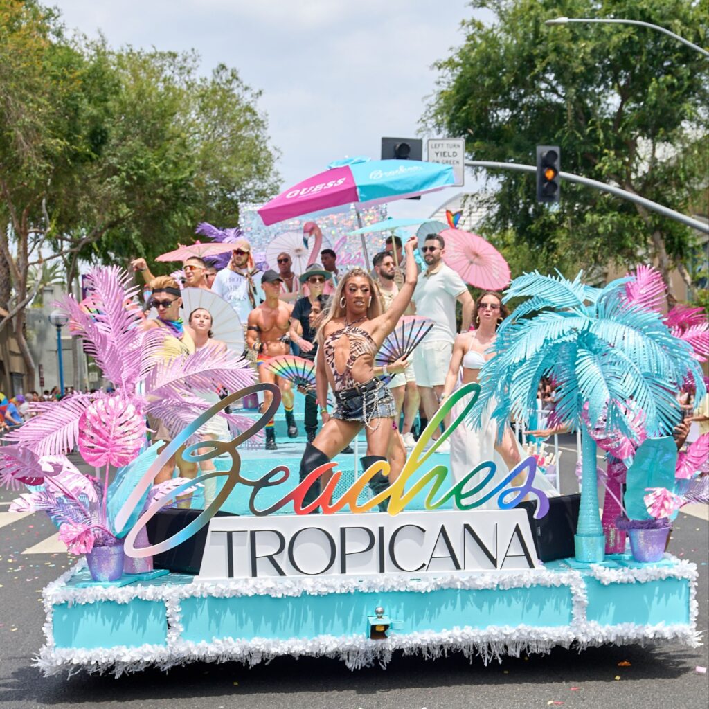 GUESS Celebrates Pride Month With WeHo Parade Float Featuring Chrishell Stause and After Party at Beaches Tropicana via 360 MAGAZINE.