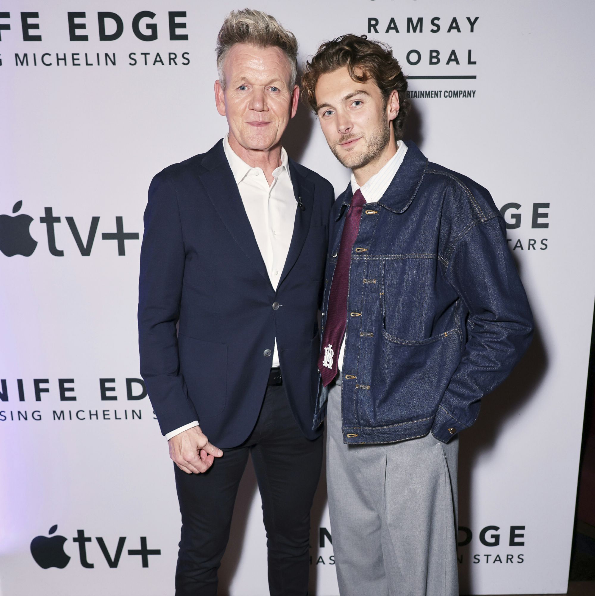 Gordon Ramsay and Jesse Burgess attend the special event for Apple TV+’s upcoming docuseries “Knife Edge: Chasing Michelin Stars” at Gordon Ramsay Restaurants, 22 Bishopsgate in London on October 5, 2025 via 360 MAGAZINE.