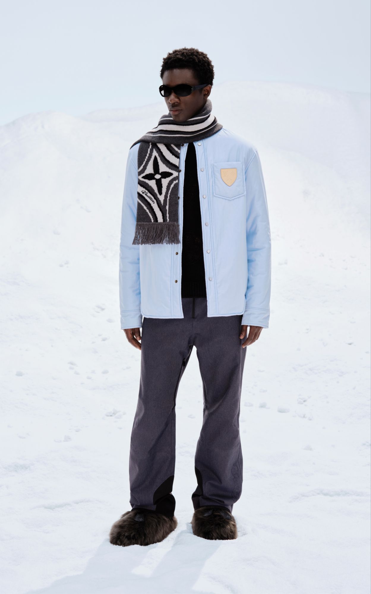 2026 LOUIS VUITTON MEN'S SKI COLLECTION BY PHARRELL WILLIAMS via Vaughn Lowery + 360 MAGAZINE. 