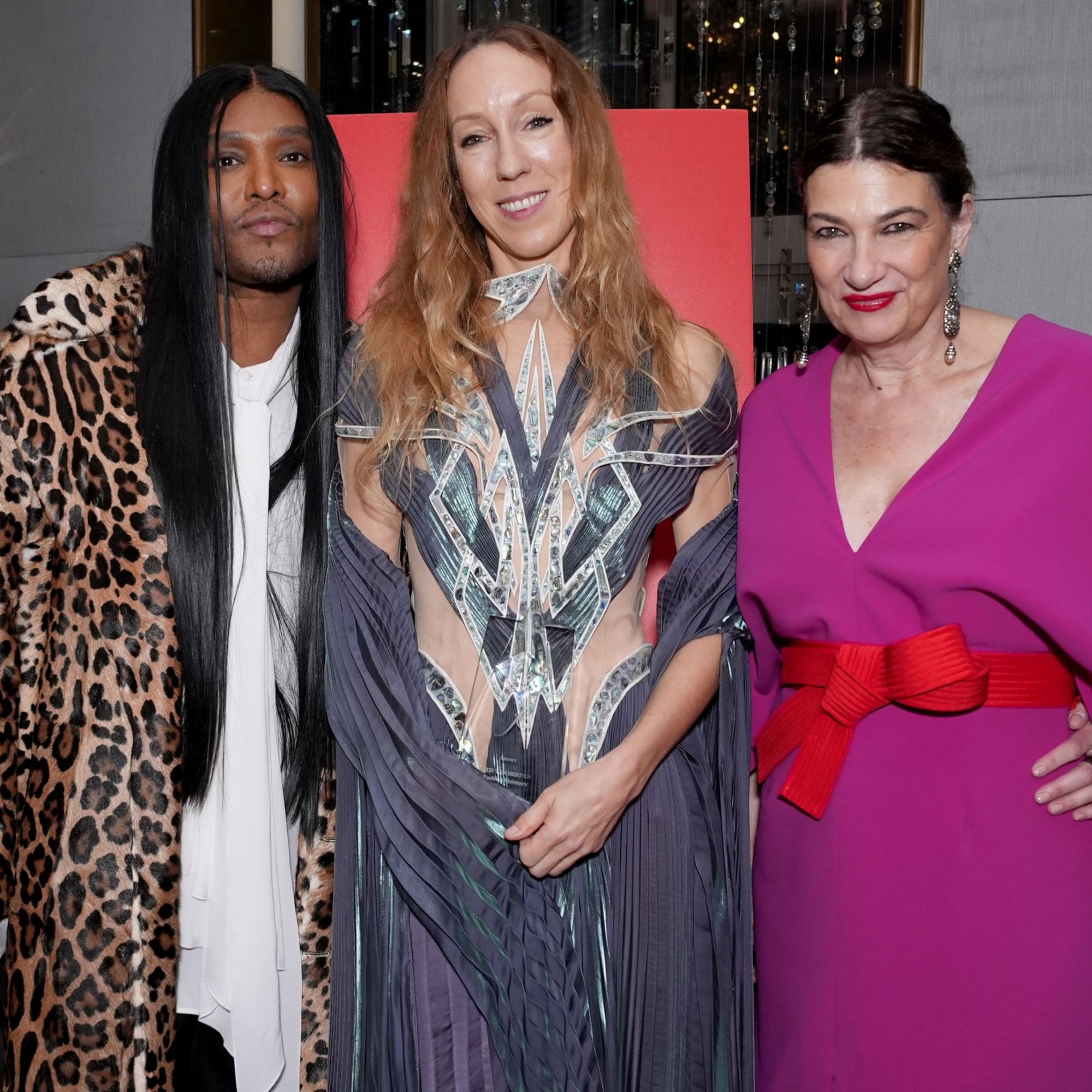 NEW YORK, NEW YORK - OCTOBER 20: Law Roach, Iris Van Herpen and Maryanne Grisz attend the 41st Annual FGI Night of Stars at The Rainbow Room on October 20, 2025 in New York City. (Photo by Sean Zanni/Patrick McMullan via Getty Images).