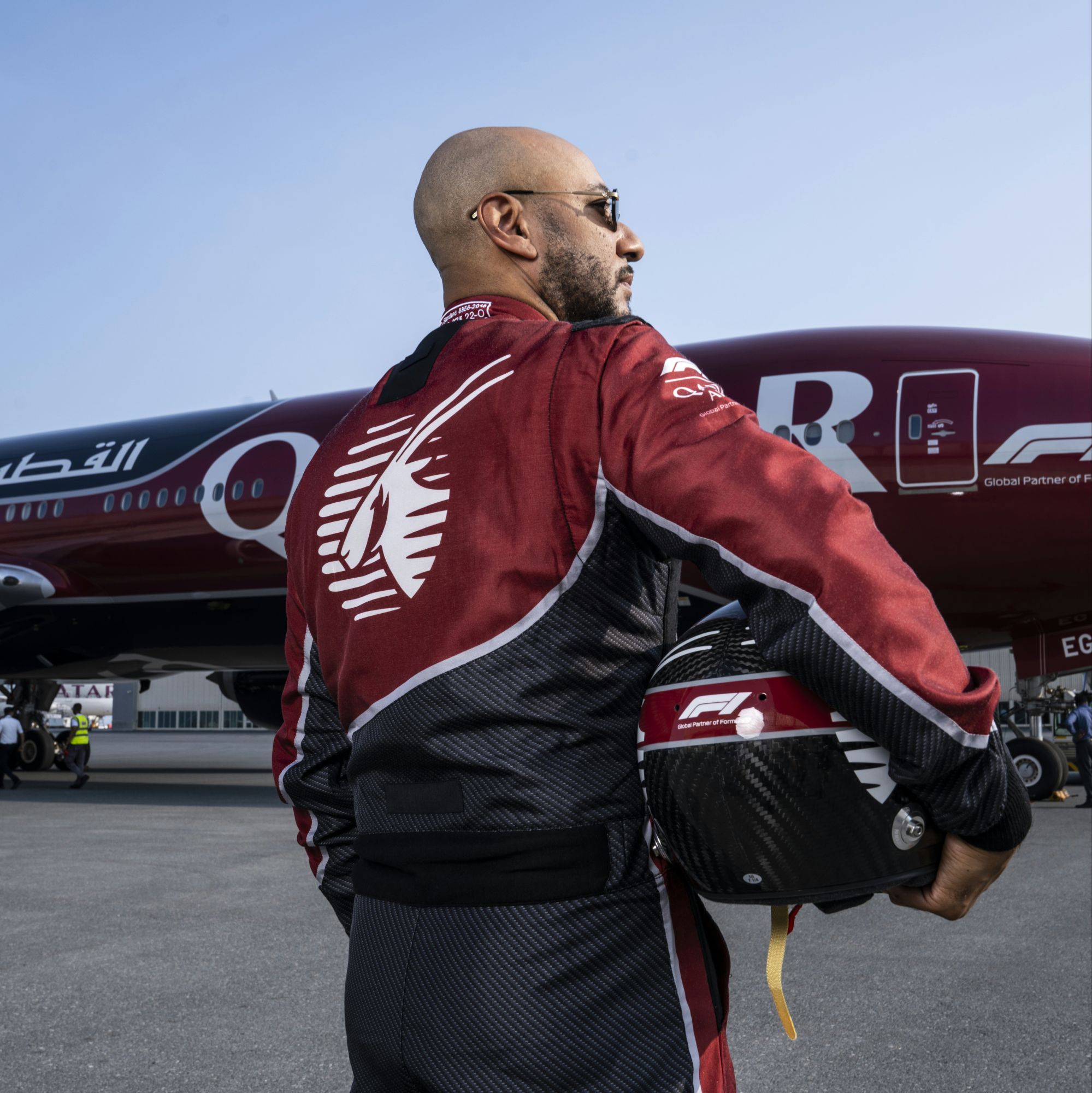 F1 Flyover f/ Swizz Beatz, Kevin Hart, David Beckham, Jessica Alba + Qatar Airways at Qatar Grand Prix via Vaughn Lowery and 360 MAGAZINE.