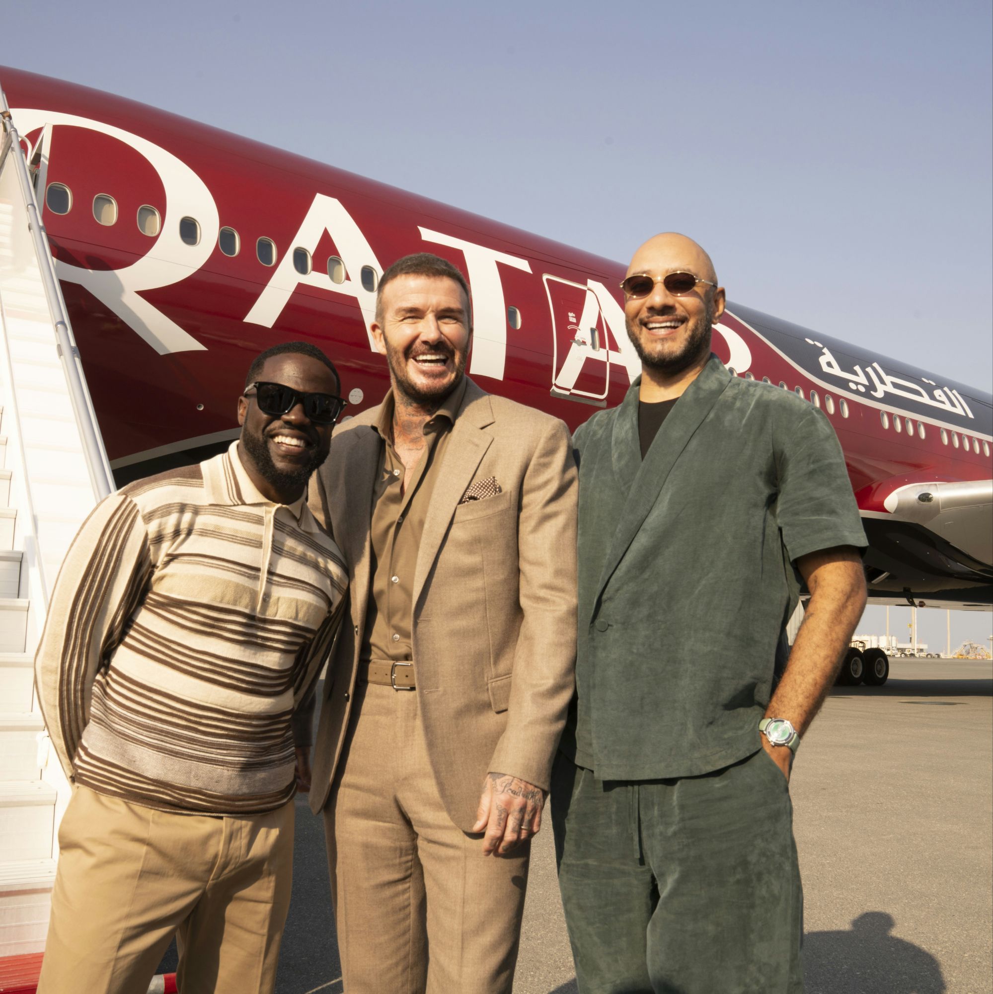 F1 Flyover f/ Swizz Beatz, Kevin Hart, David Beckham, Jessica Alba + Qatar Airways at Qatar Grand Prix via Vaughn Lowery and 360 MAGAZINE.