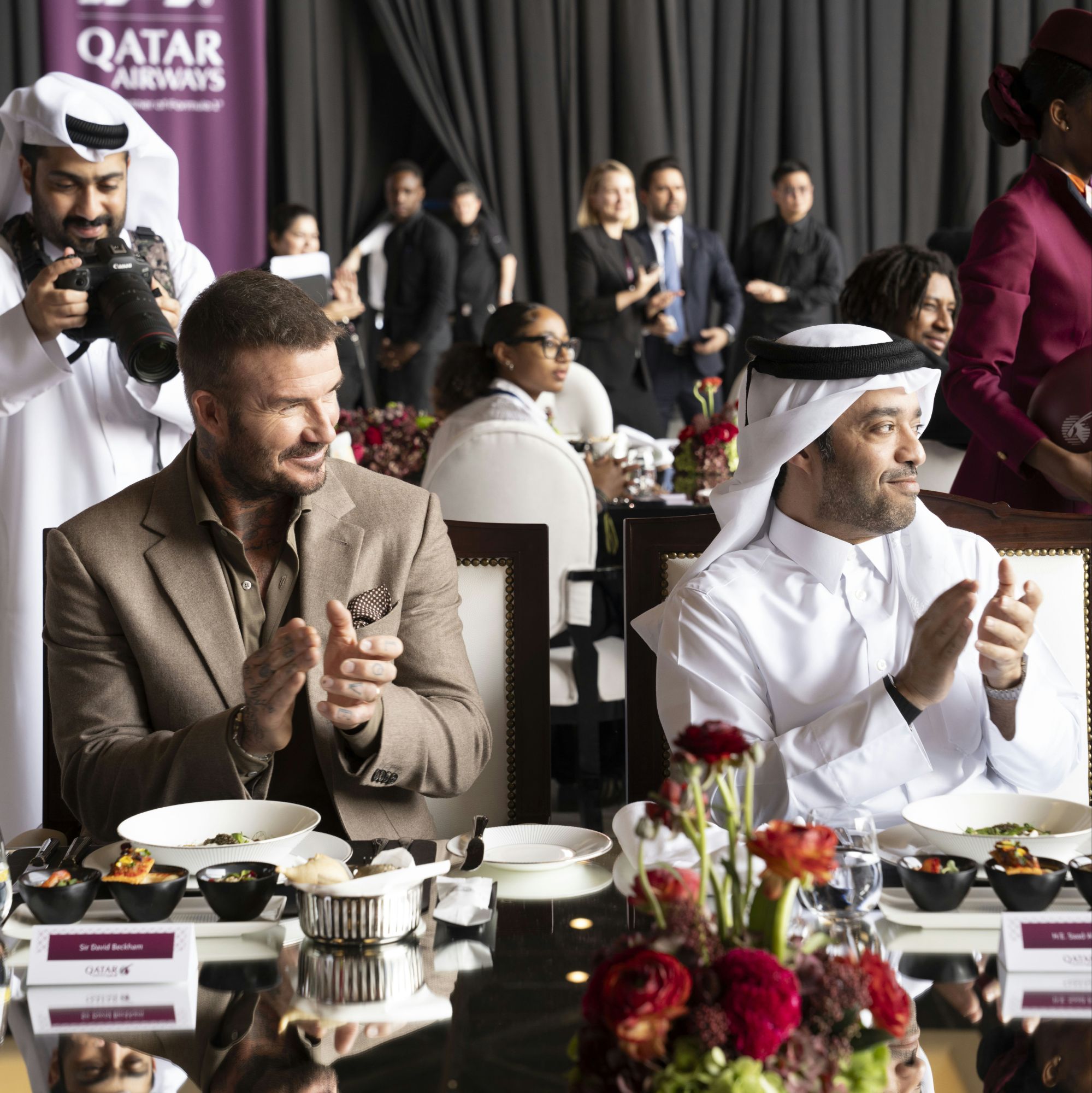 F1 Flyover f/ Swizz Beatz, Kevin Hart, David Beckham, Jessica Alba + Qatar Airways at Qatar Grand Prix via Vaughn Lowery and 360 MAGAZINE.