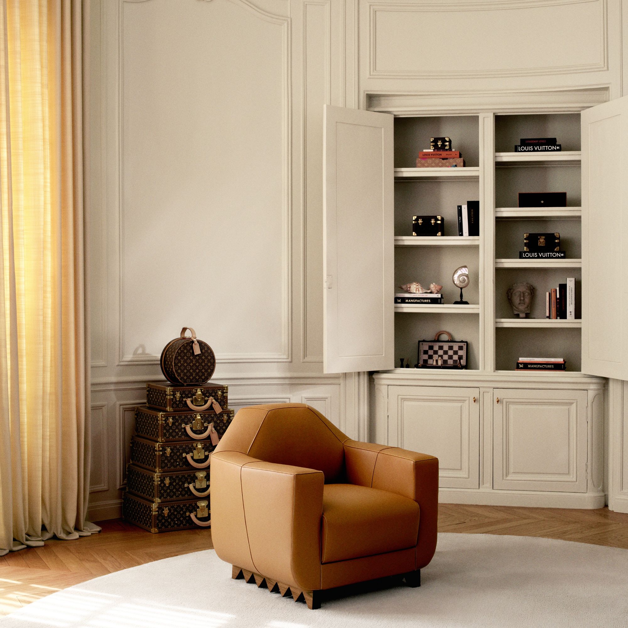 Louis Vuitton will premiere the Kubic armchair, a new addition to its Pierre Legrain Homage Collection via 360 MAGAZINE.